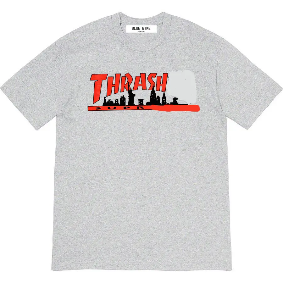 21FW Skyline Tee Flame Co branded City Short sleeved T-shirt for Men and Women, Couple Style, Loose Large Bottom