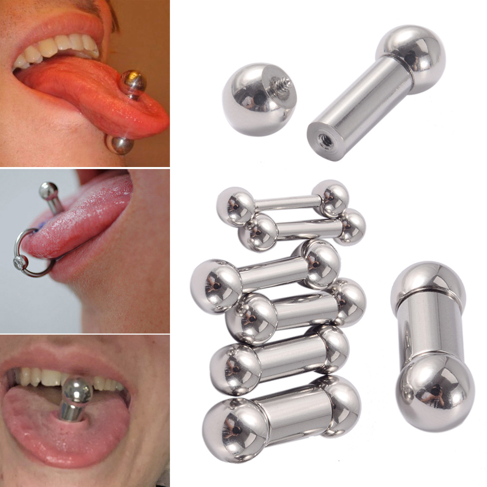 Cross-border Stainless Steel Straight Rod Inner Teeth Ear Enlarged Size Inner Teeth Tongue Peg pa Ring Yin Ring Human Piercing Auricle Earrings