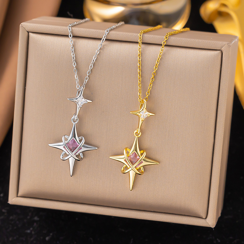 [New] Micro-inlaid zircon cross copper gold-plated pendant necklace light luxury high-end clavicle chain ins style women