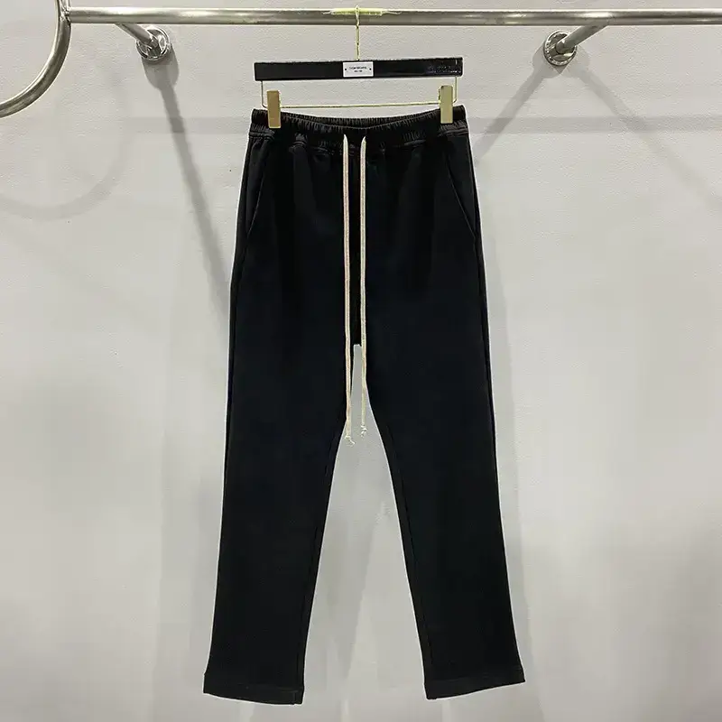 SUBHUMAN Men's Straight Four Seasons Loose Youth Black Trousers Mid-Waist Solid Color Casual Pants