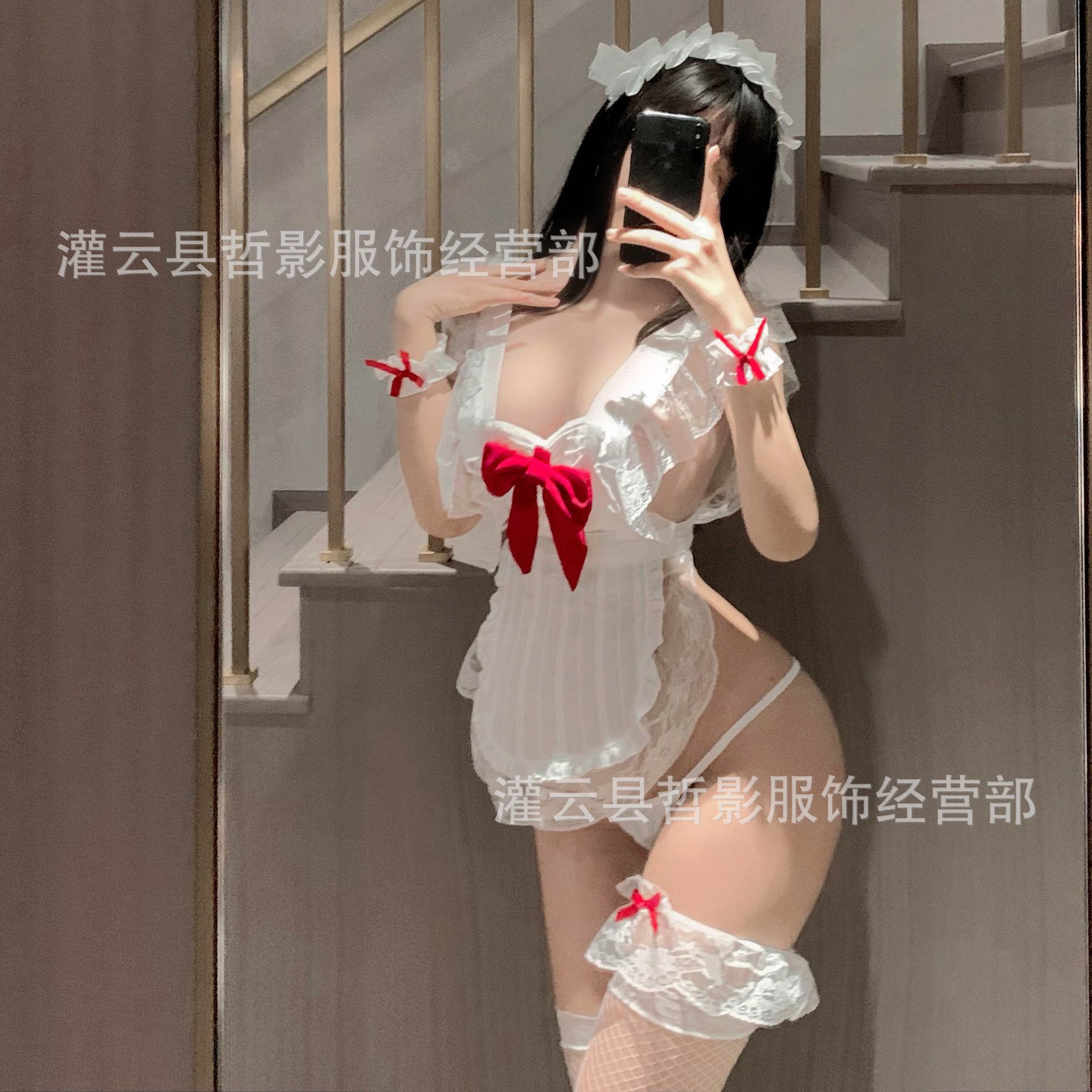 plus size Lingerie Sexy Lace Ruffled Maid Coise COS Free Pure Kitchen Apron Uniform suit