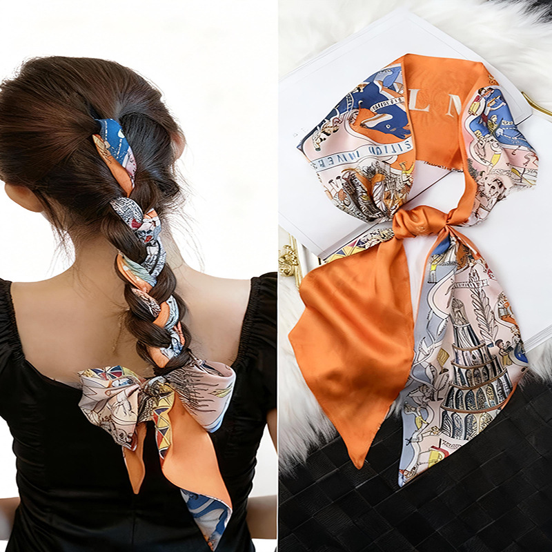 New Double-Sided Long Silk Scarf, Imitation Silk Neckerchief, Bag Tie, Headband, Belt, Scarf, Clothing Accessories Fotografie QC de pe 1688 pe Qualit.ly