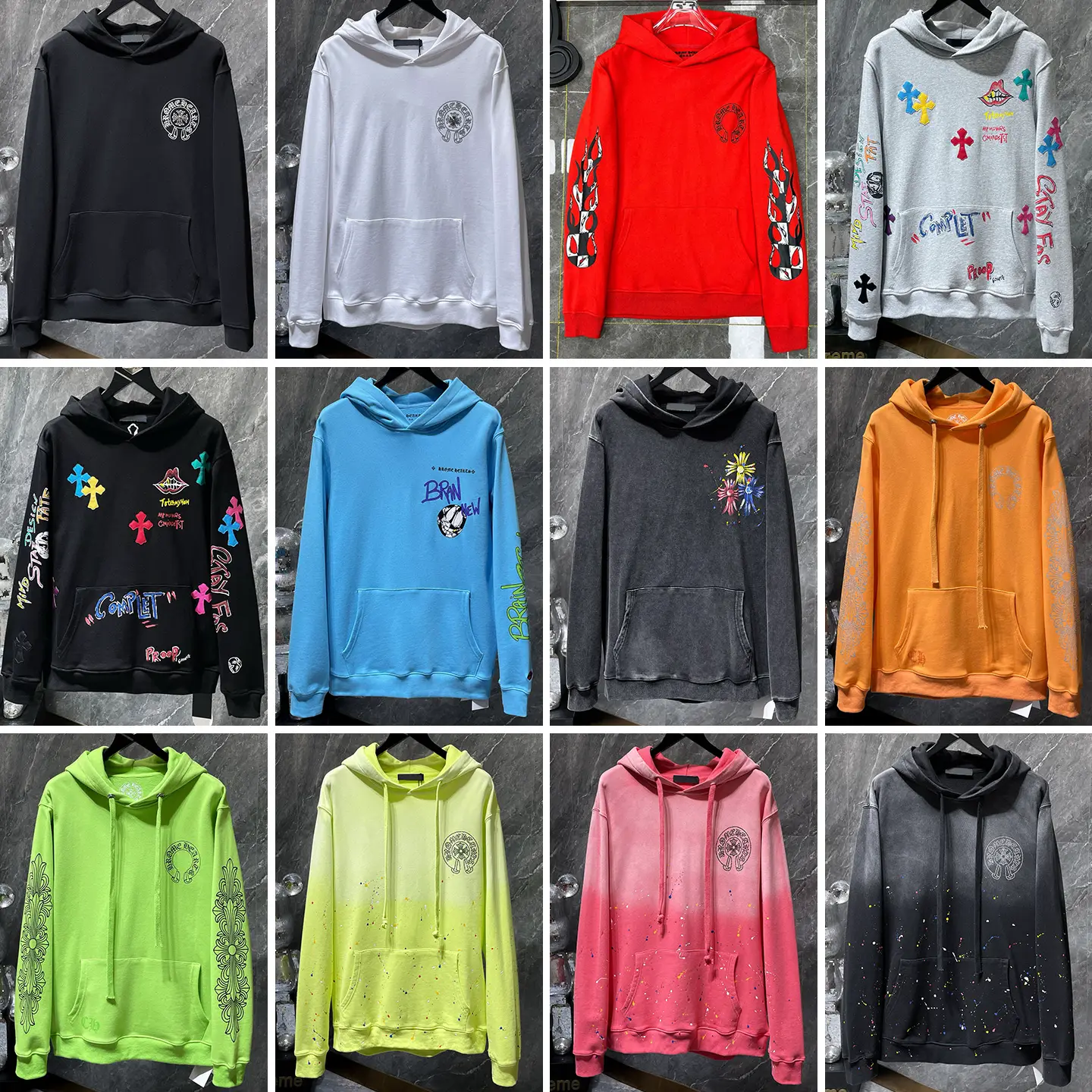 Fashionable Fukaroxin hoodie official flagship store genuine 25SS new embroidered cross pullover long sleeved men's clothing