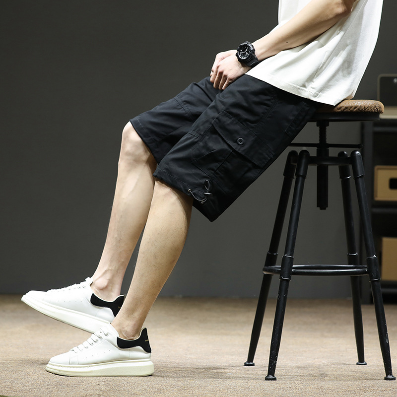 13-Year-Old Boys' Pure Cotton Shorts, New Summer Style for 14-15 Year Old Teenagers, Loose-Fitting Workwear Five-Point Pants for Middle and High School Students, Size 16