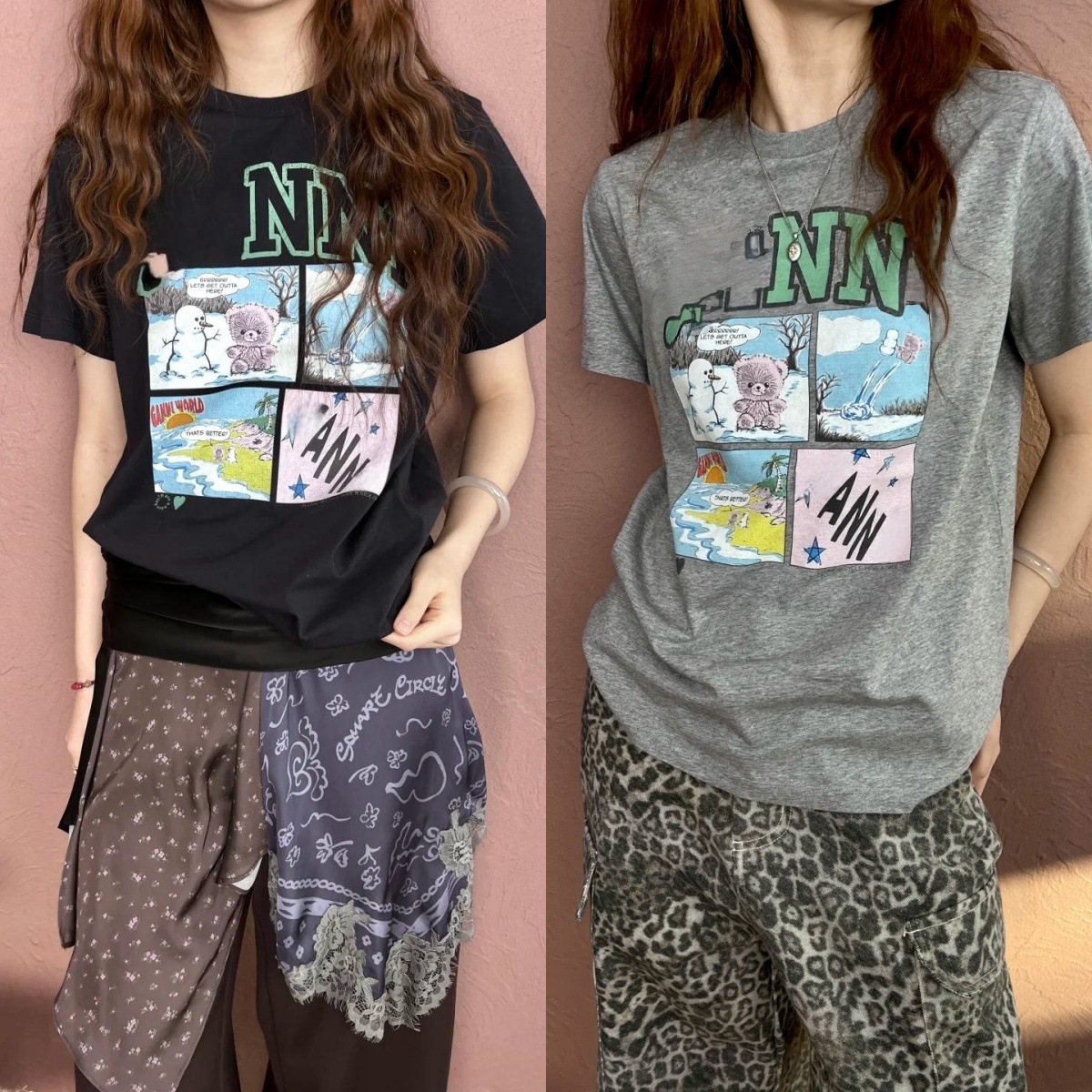 26 Early Spring and Autumn New Niche Designer Bear Letter Print Round Neck Pure Cotton Slim Fit Short-Sleeved T-Shirt for Women