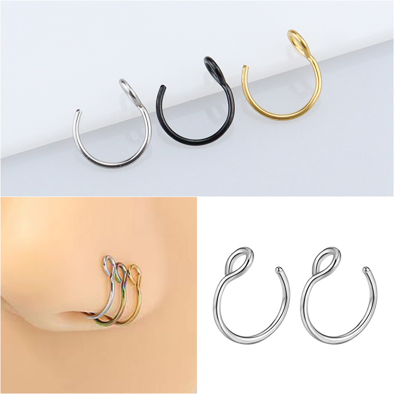 European and American Fashion New Titanium Steel Ready-Made Perforated Nose Nails High Quality Multi-Color Lip and Nose Ring Piercing Jewelry Manufacturers Wholesale