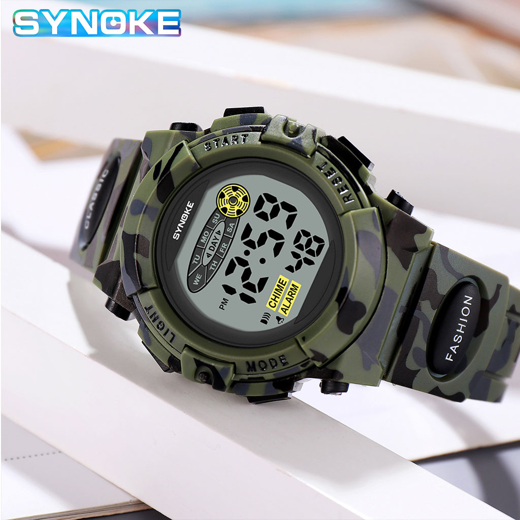 Synoke New Product Southeast Asian Popular Personalized Camouflage Sports Watch Colorful Luminous Digital Watch for Kidsren and Students