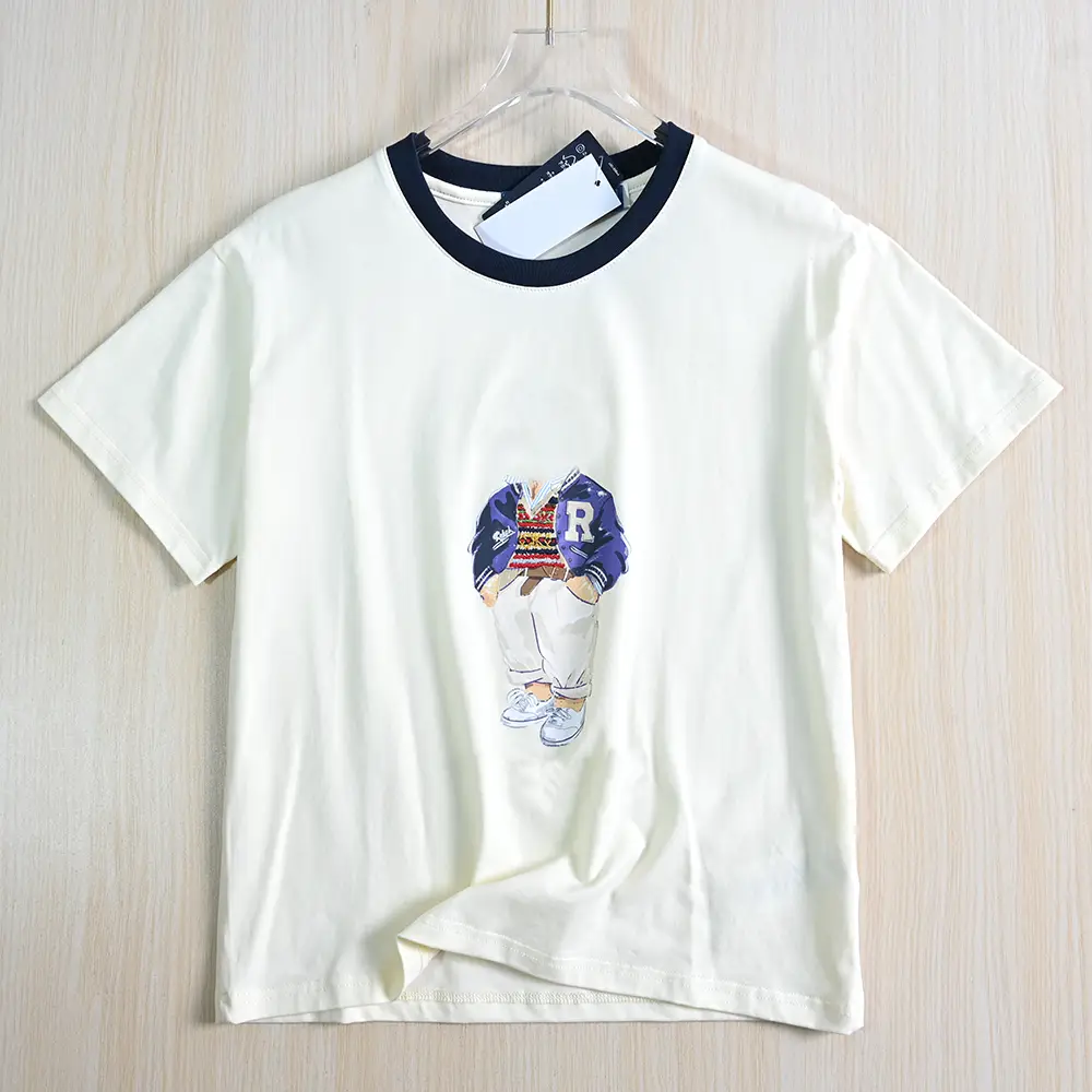 Siqi Women's Clothing 12/30 Us Single Summer New Arrival Cotton Screen-Printed Cartoon Bear Round Neck Casual Short-Sleeve T-Shirt