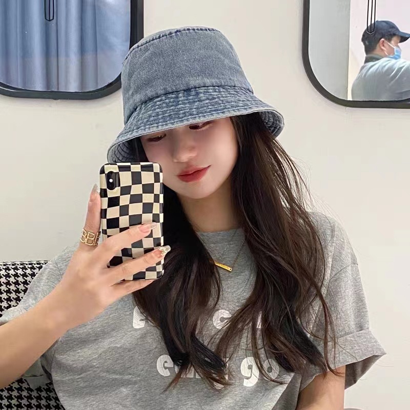 Washed Fisherman Hat, Small Batch Customization, Women's Style, Japanese Retro, Versatile, Distressed, Cross-Border Trade, Sunshade Denim Bucket Hat