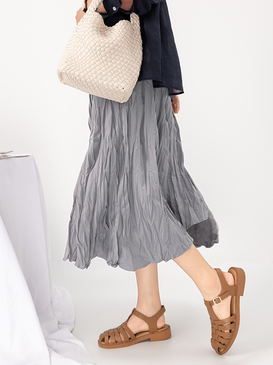 Plus Export Women's Skirt Artistic Pleated Fairy Pleated Skirt Bias Cut Slimming Look Curvature