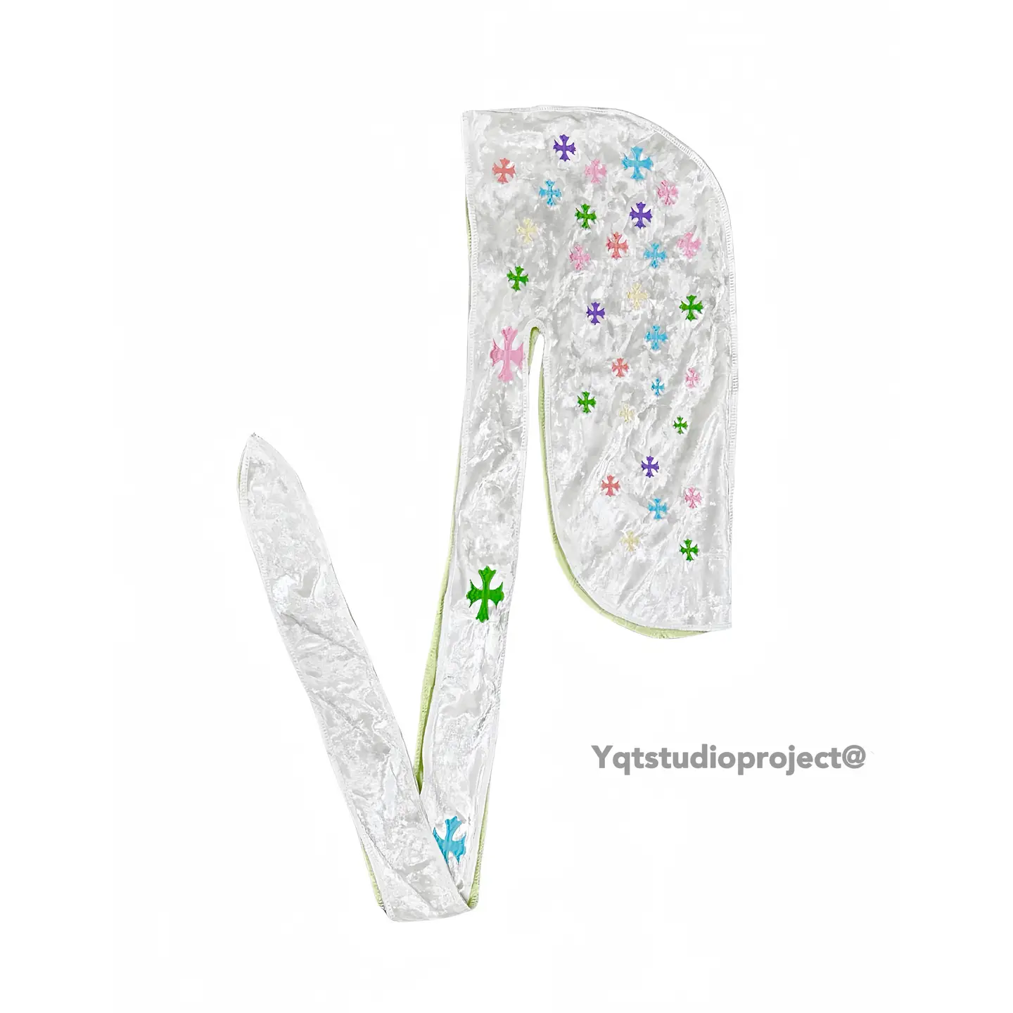 Yqtstudio Custom-Made American Hip-Hop Faux Velvet Embroidered Starry Sky Durag Headscarf for Men and Women Trendy