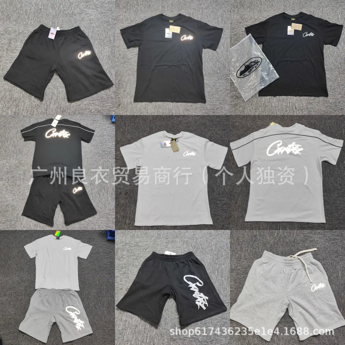 Wholesale New Alcatraz Reflective Letter Men's and Women's Beginner Shorts High Street Trendy Short-Sleeve T-Shirt Set Trendy