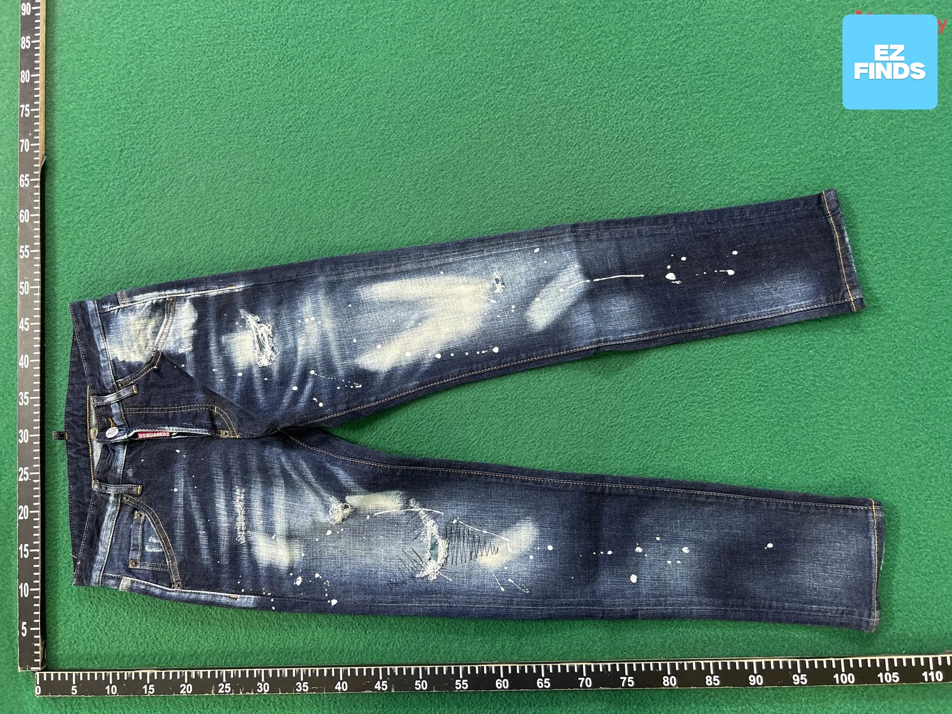 9837 2023D2 Men's Denim Pants Quadratic Printed Painted White Small Straight Leg Cross-border Trendy Jeans — QC-foto 3