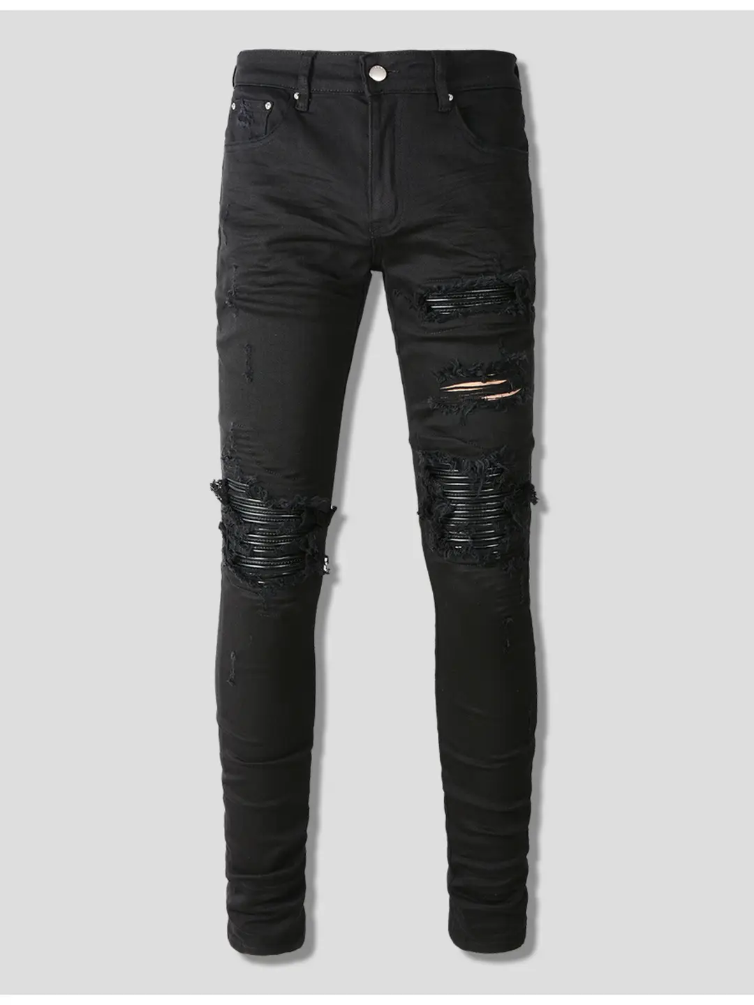 Amr Jeans Amr Pants Torn Jeans High Street Ripped Skinny Patchwork Denim Pants