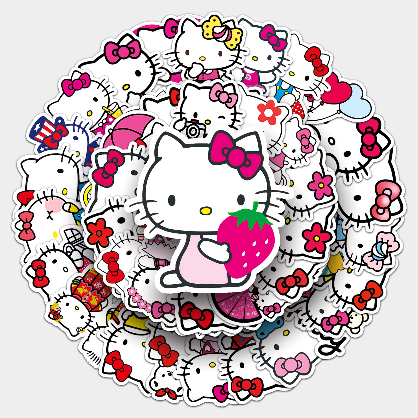 50 KT Cat Graffiti Cute Cartoon Mobile Phone Water Cup Flat Luggage PVC Waterproof Decoration Sanrio Sticker