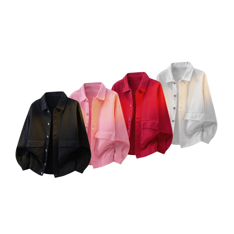 2026 Spring New Men's Solid Color Workwear Jacket with Large Pockets, Trendy Brand Fashion, Washed Loose Fit, Plus Size Men's Jacket