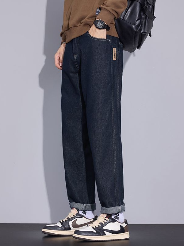 Shanggu Men's Clothing | Four-Season Style Original Non-Fading Denim Youth Harem Pants Versatile Loose Straight-Leg Jeans for Men