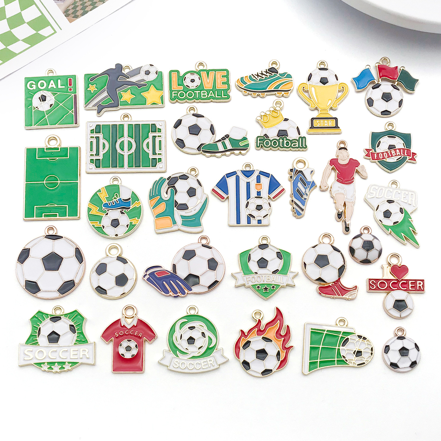 World Cup Football Oil Drop Pendant Jewelry Accessories DIY Bracelet Necklace Phone Chain Keychain Handmade