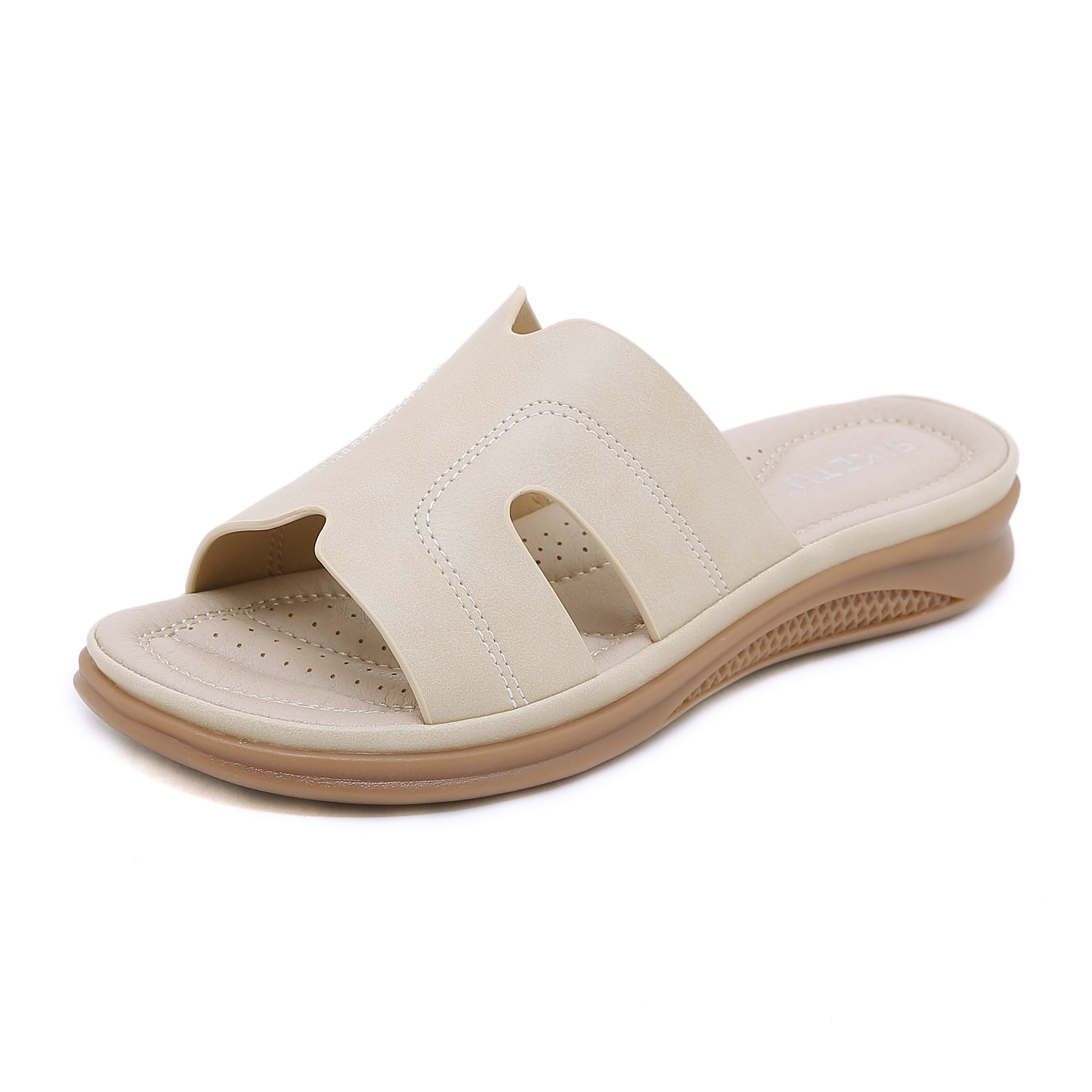 Z637-2 New 2025 Spring and Summer Sandals Women's European and American Casual Lightweight Large Size Retro Wedge Plaid Sandals
