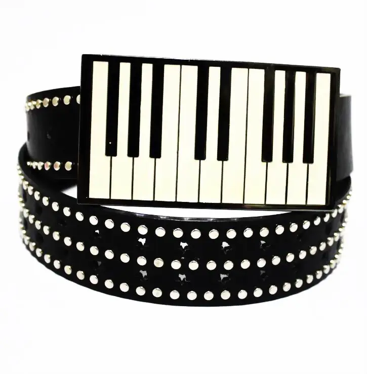 Trendy Retro Men's Belt, Personalized Music Performance Belt, Fashionable Decorative Piano Rivet Creative Women's Belt