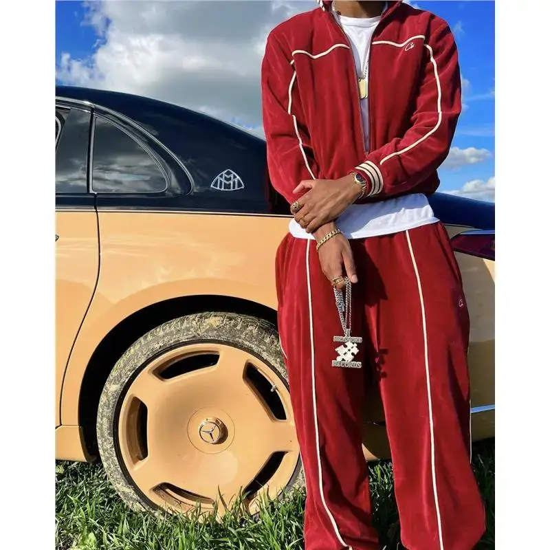 Corteiz Velvet Zipper Outwear Suit Fashion Alcatraz Ukdripdrill hip hop Rap Street