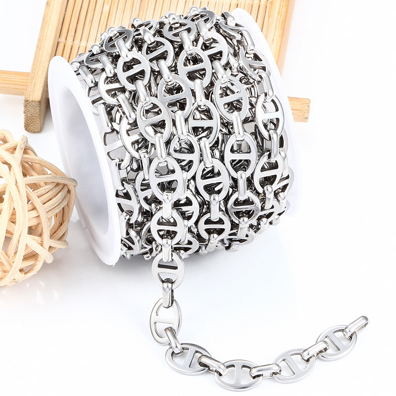 Stainless Steel Japanese Chain Does Not Fade for Men and Women Simple Pig Nose Buckle Necklace Bracelet Jewelry Stainless Steel Chain DIY