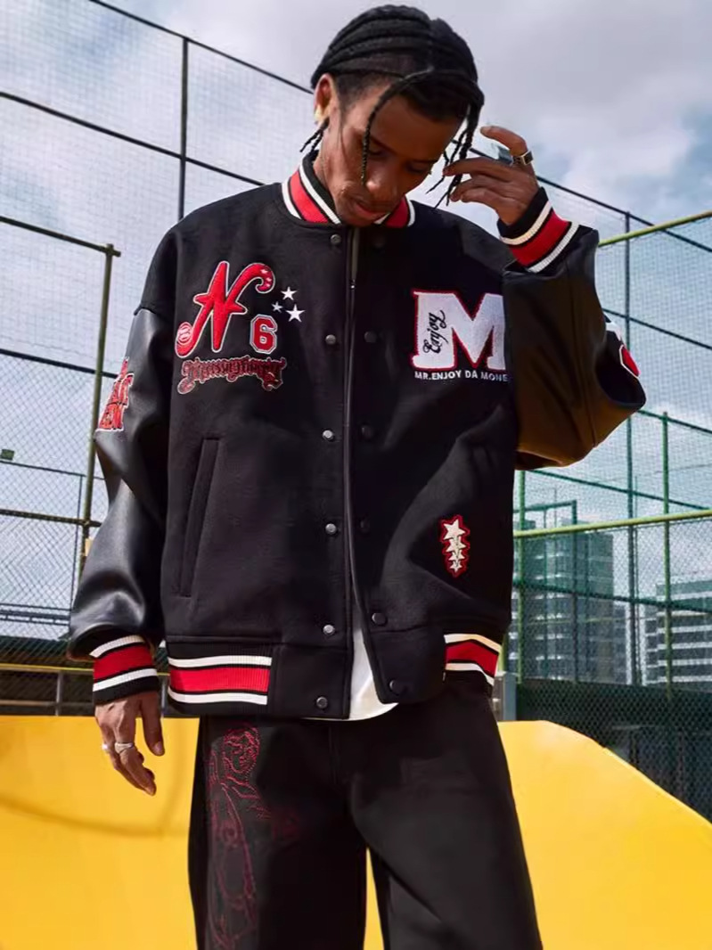 Amazon Baseball Suit Maillard vintage American Jacket High Street Design Sense Cross Border Leather Couple Jacket