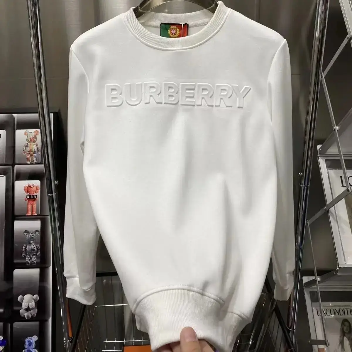 Burberry White Embossed Logo Sweatshirt