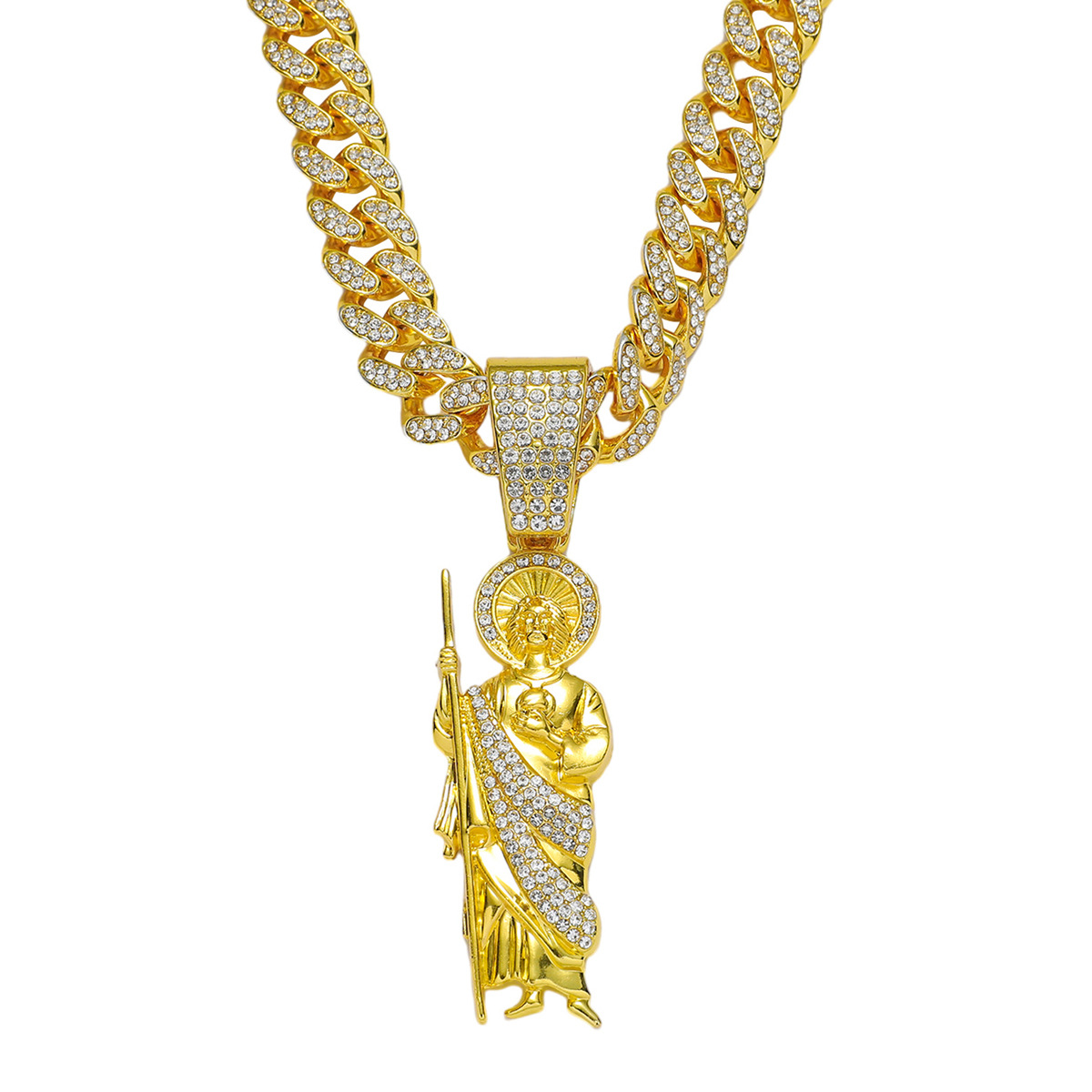 Europe and the United States cross-border new personality hip-hop style religious St. Jude portrait pendant hip-hop creative personality pendant necklace