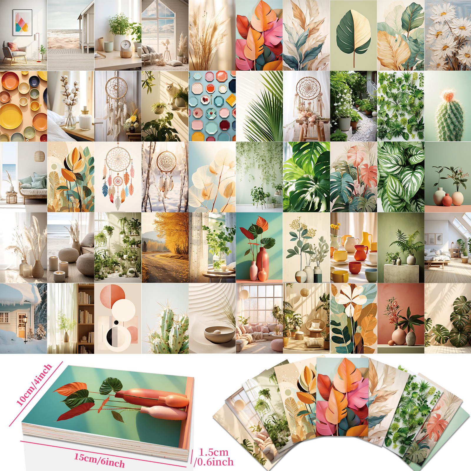 【Fixed Price】50 Nordic-Style Cards with Handwritten Romantic Text, Postcards, Artistic Greeting Cards, Photography Cards