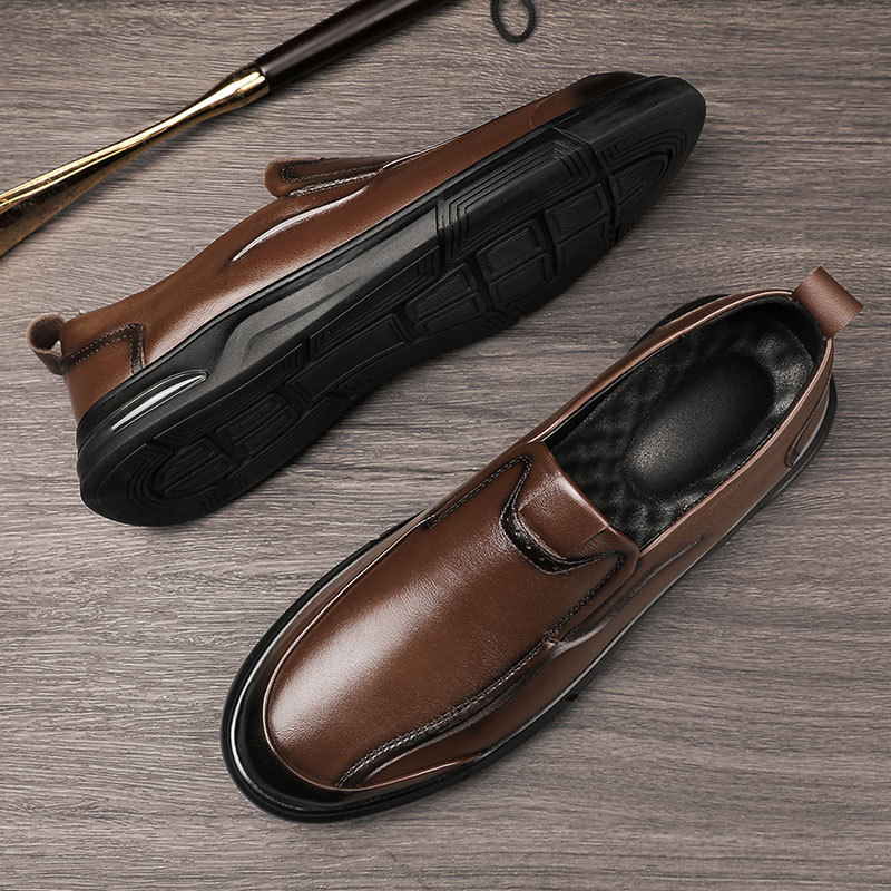 Leather Shoes Men's Autumn New Business Casual Shoes Genuine Leather Formal Soft Bottom Breathable Non-slip Slip-on Men's Shoes Loafers