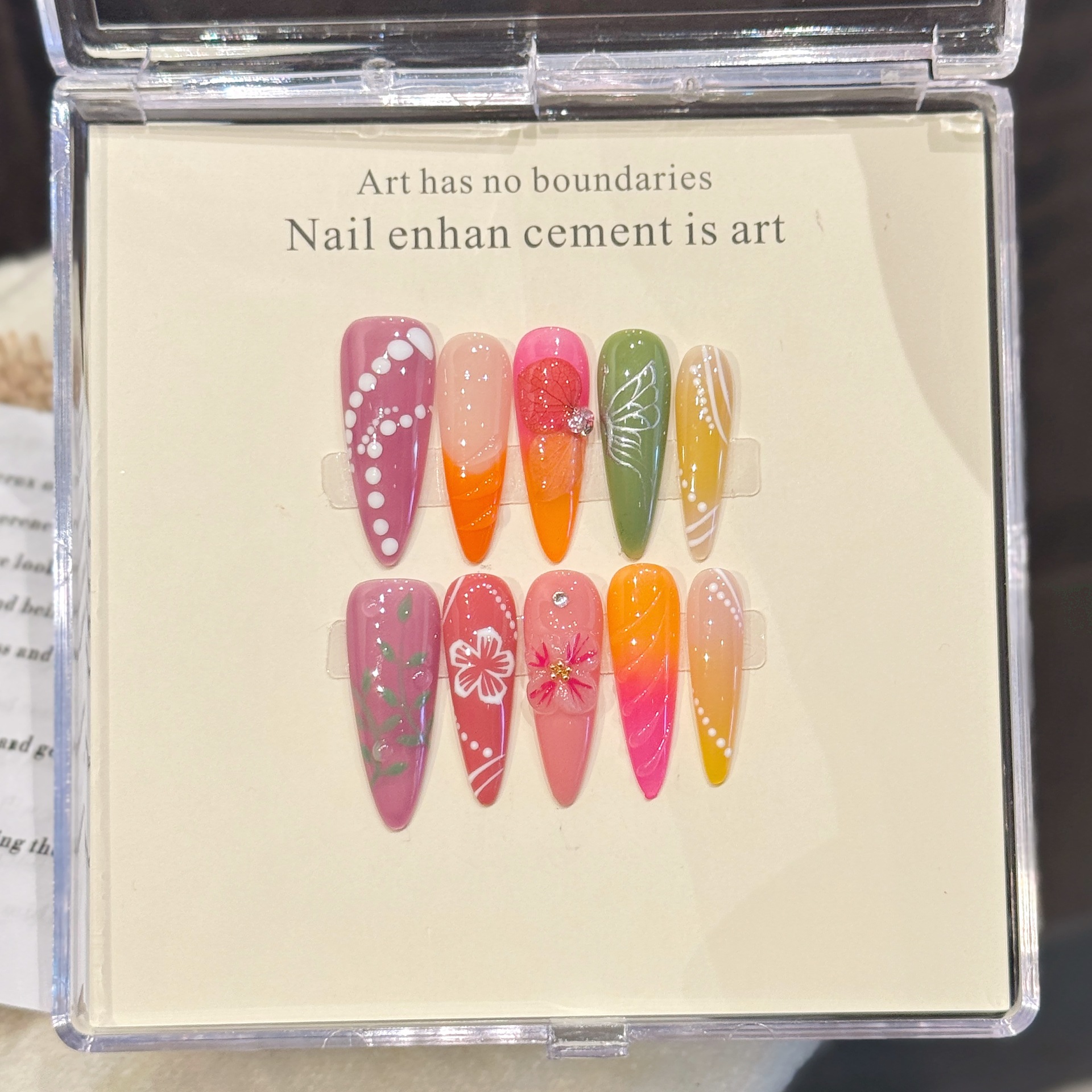 Yihe【European and American Cross-Border】Fine Dog Pointed Nail Art Stickers Purely Hand-Carved Wearable Nail Pieces Cross-Border Wholesale