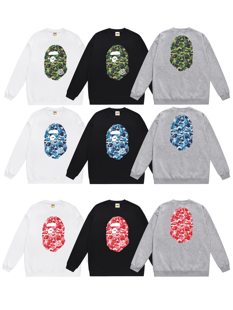 Cross-Border Wholesale Supply of Export Trendy Brand Heavyweight Bape Ape Head Round Neck Sweatshirt Shark Long-Sleeved Jacket 2
