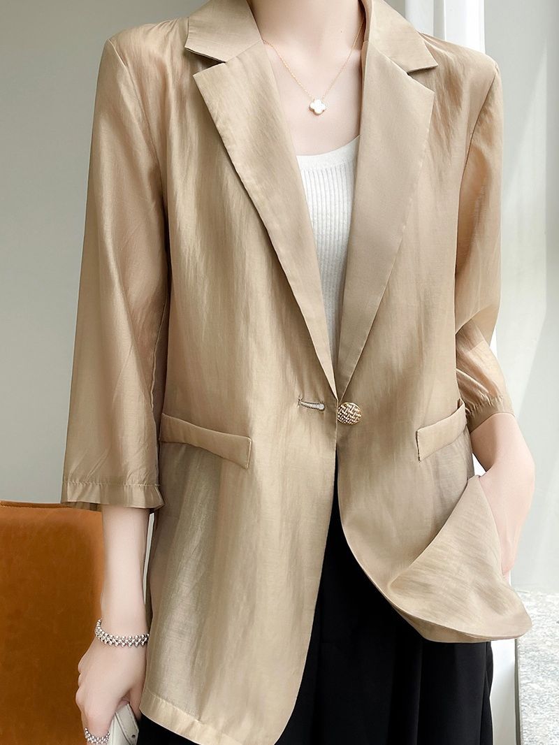 Summer cotton thin blazer female seven-piece sleeve summer suit sunscreen with multi-color optional hair