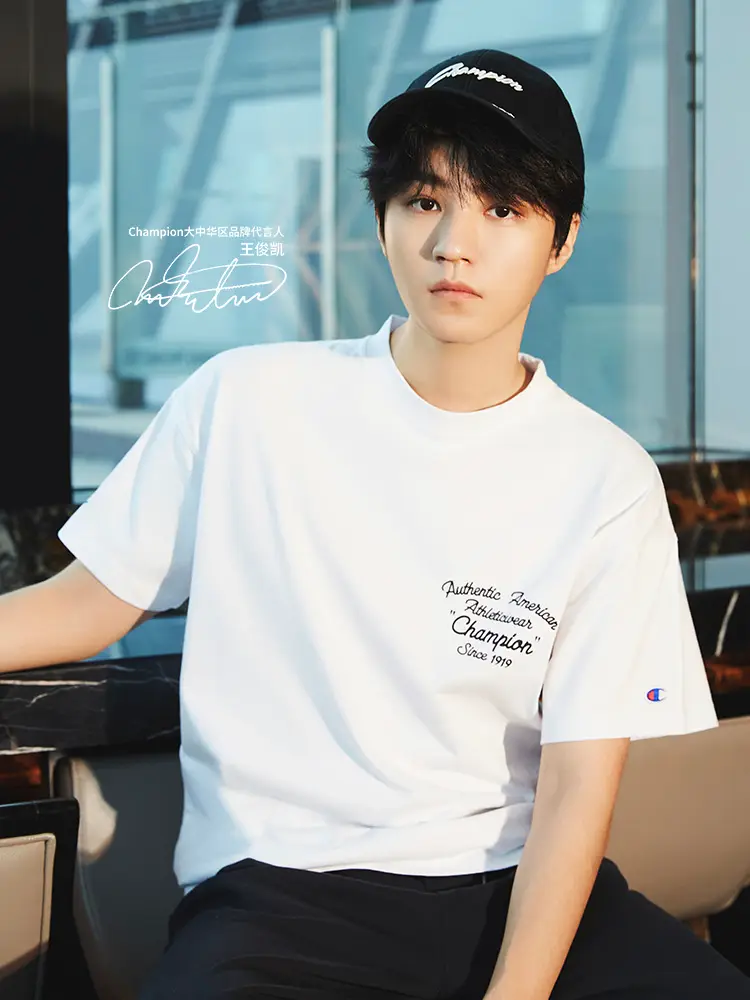 Wang Junkai's Same Champion Champion Couple Short-Sleeved Men's 25 Summer New arrival letter American Style pure cotton T-Shirt Women