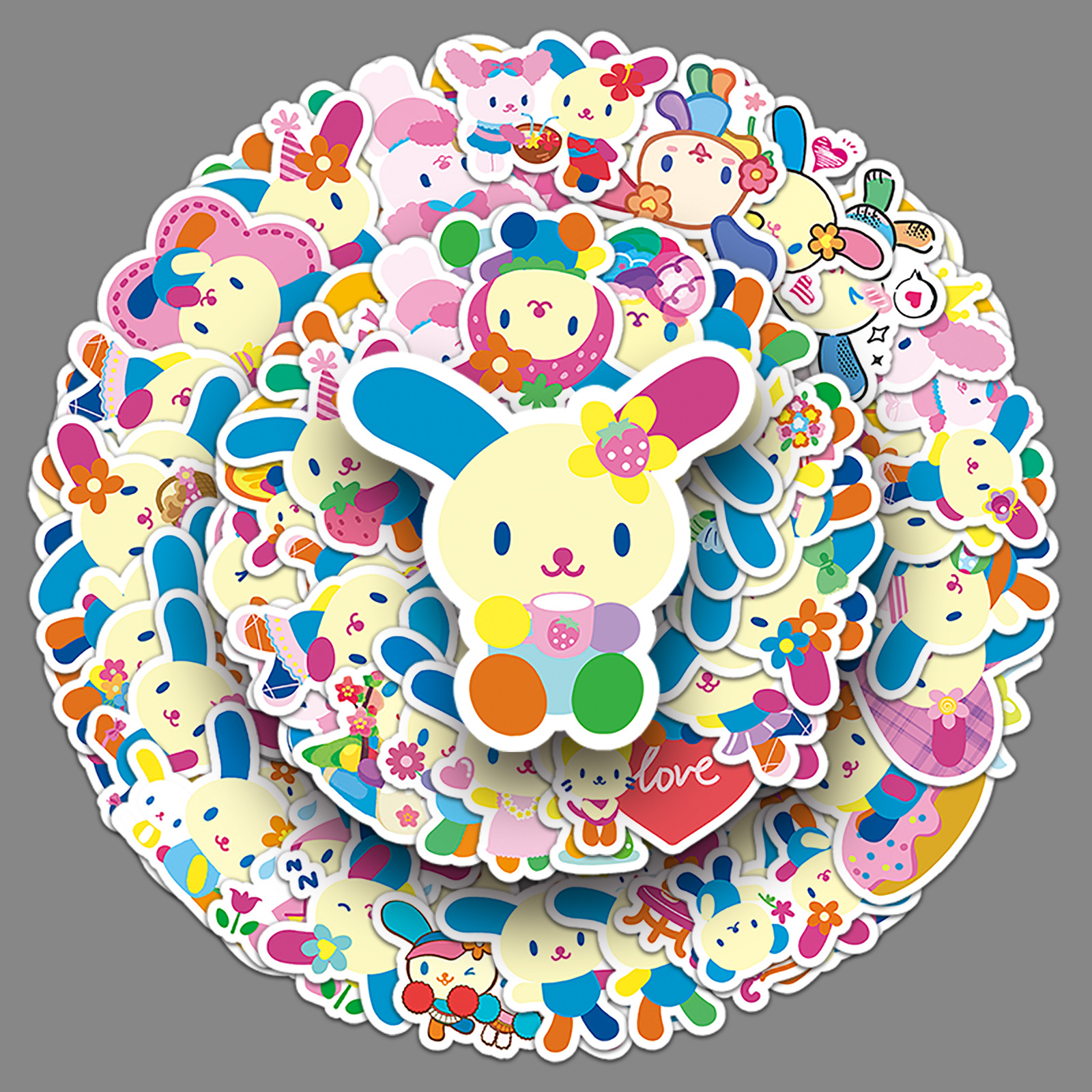 50 flower rabbit cartoon stickers cute Sanrio usahana mobile phone can drop glue stationery small potato stickers