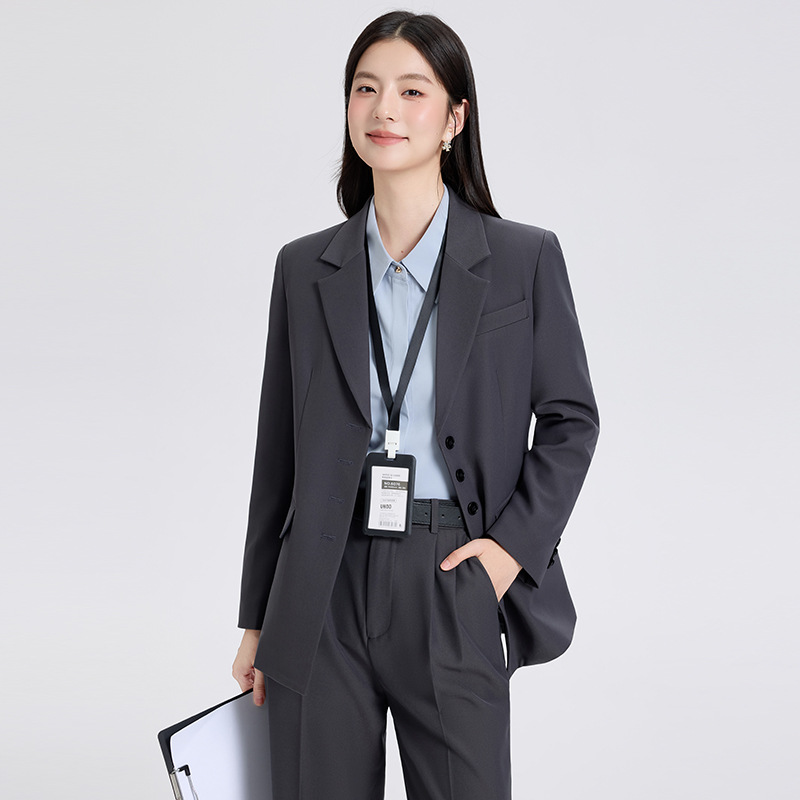 Formal Women's Suits, College Student Work Clothes, New Spring and Autumn Blazers, Black Small Suits for Teaching Qualification Interviews