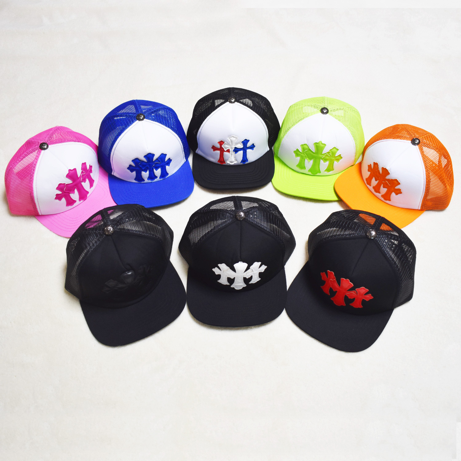 European and American Trendy Brand Chrome Silver Heart Heart Baseball Cap Cross Medal Large Brim Hat Sun Hat for Men and Women