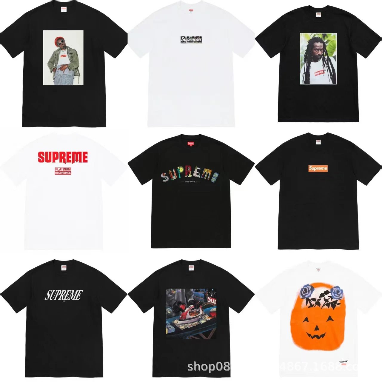 24ss RECORDS美式复古高街短袖T恤美潮ins上衣男女Patchwork Tee