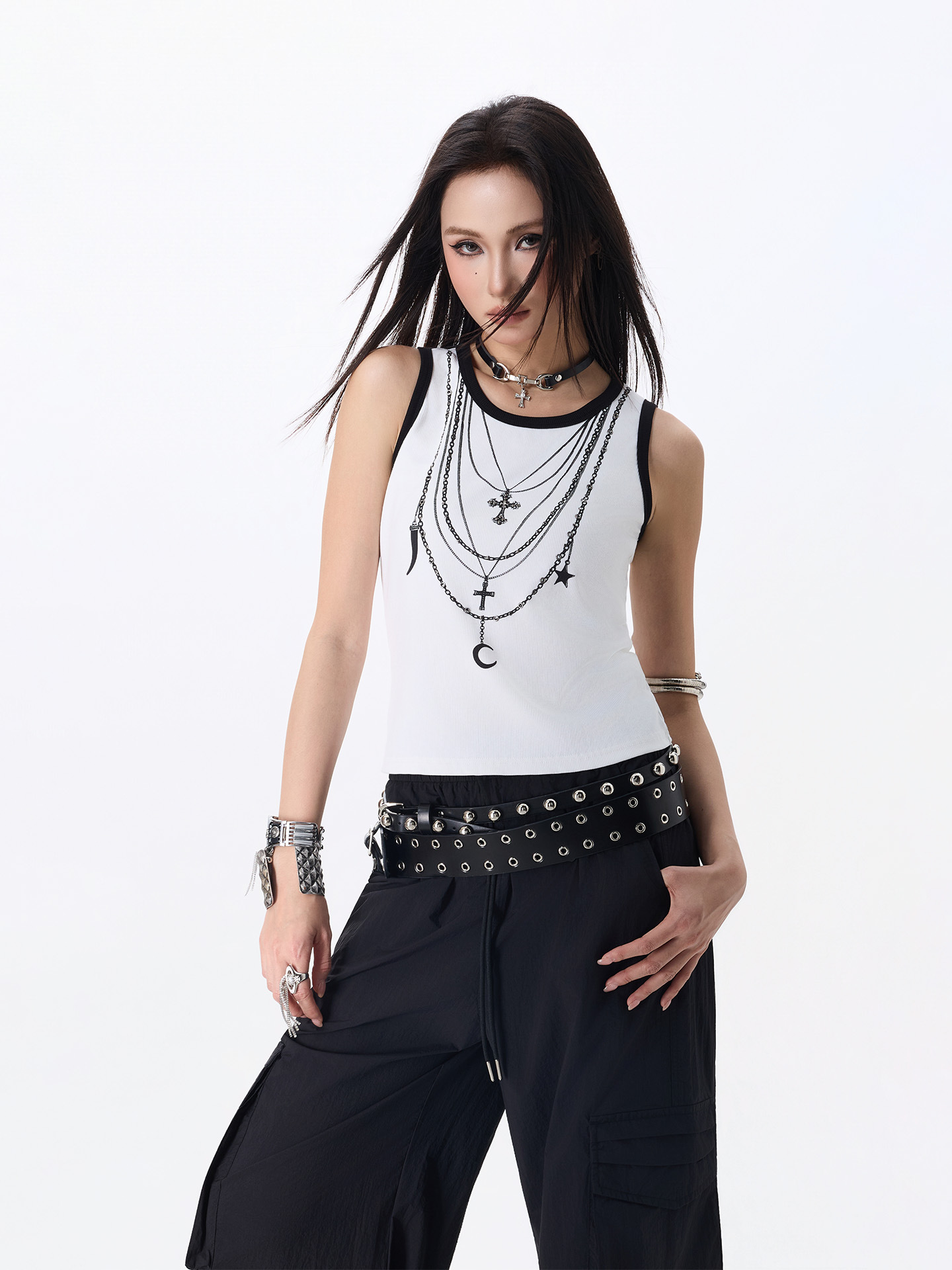 Togu Trendy Brand American-Style Design Printed Slim-Fit High-Elastic Short Tank Top Sleeveless Top Summer Women's Clothing
