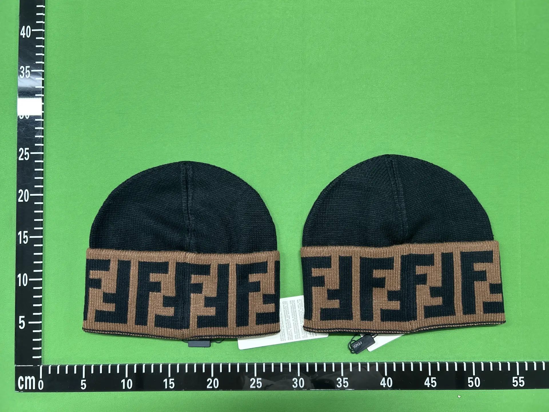 Fendi Black Brown FF Logo Beanie