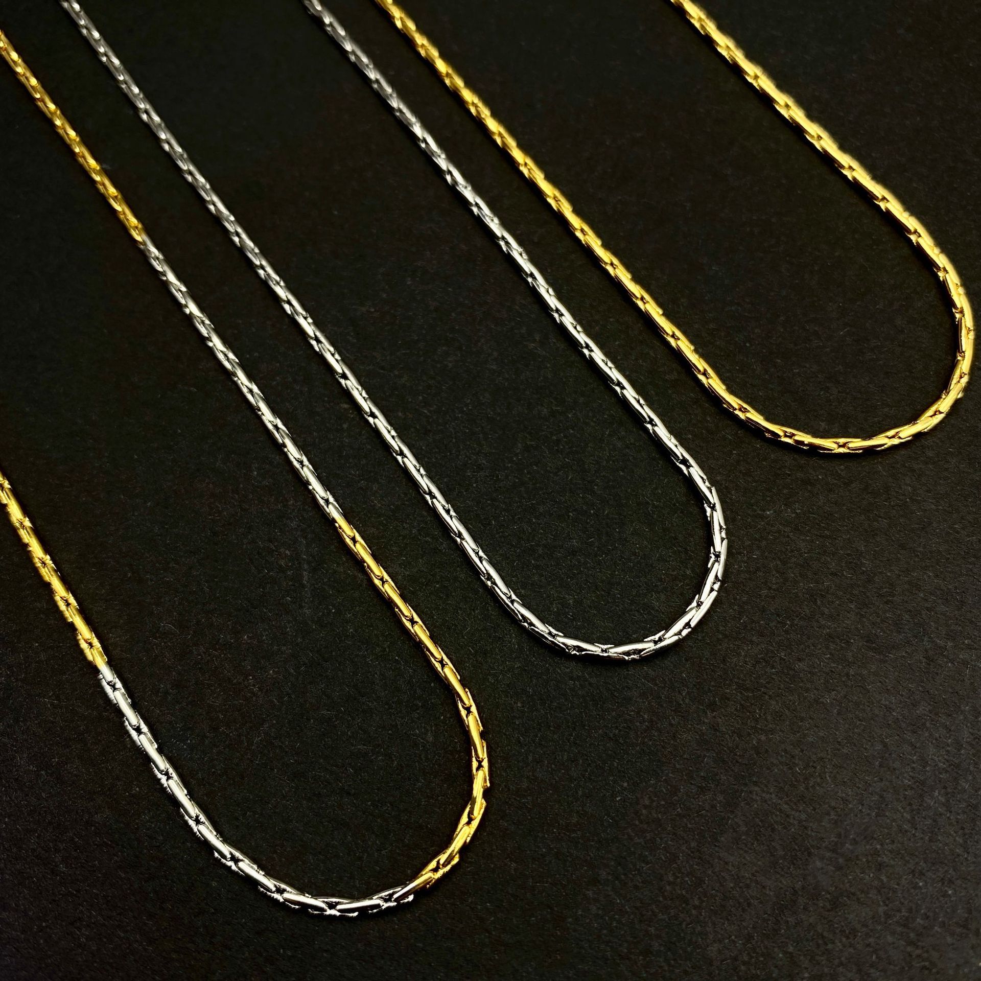 Color separation all-match bare chain light luxury non-pendant European and American collar non-pendant accessories two-color gold necklace gold chain wholesale