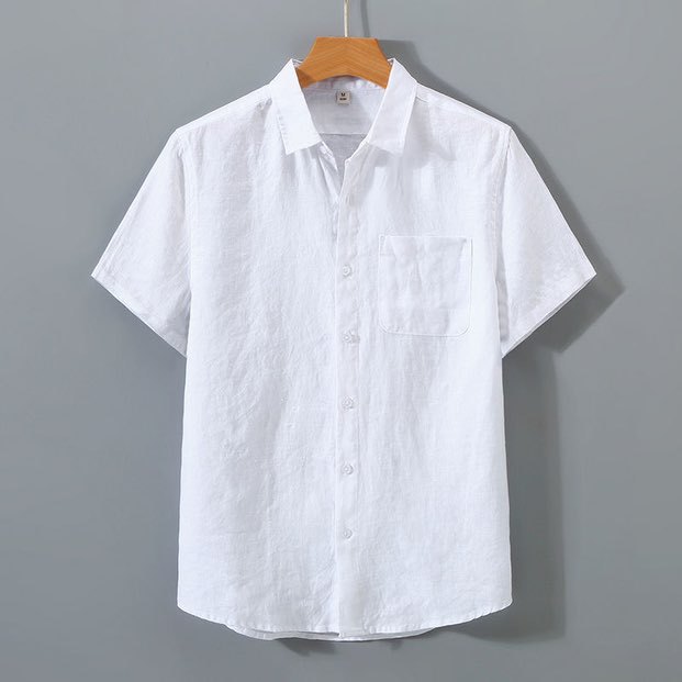 Summer Linen shirt men's short-sleeved thin loose linen shirt Chinese style Japanese retro casual cotton and linen shirt