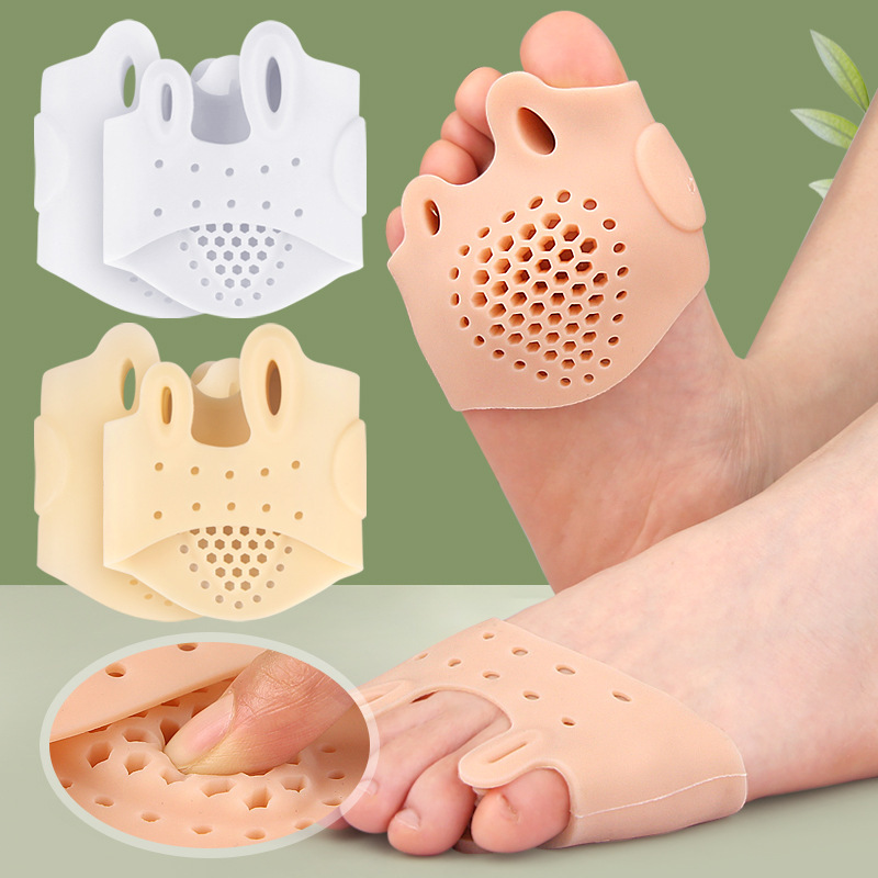 Double-hole thumb valgus toe splitter with hole foot thickened shock absorption massage forefoot pad big foot bone orthopedic sleeve