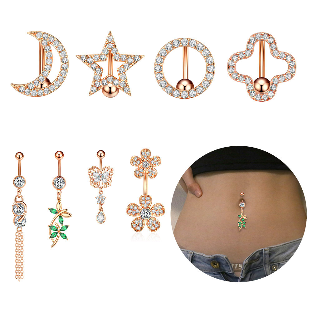 Cross-border e-commerce new exquisite zircon belly button ring belly button nail piercing jewelry online wholesale