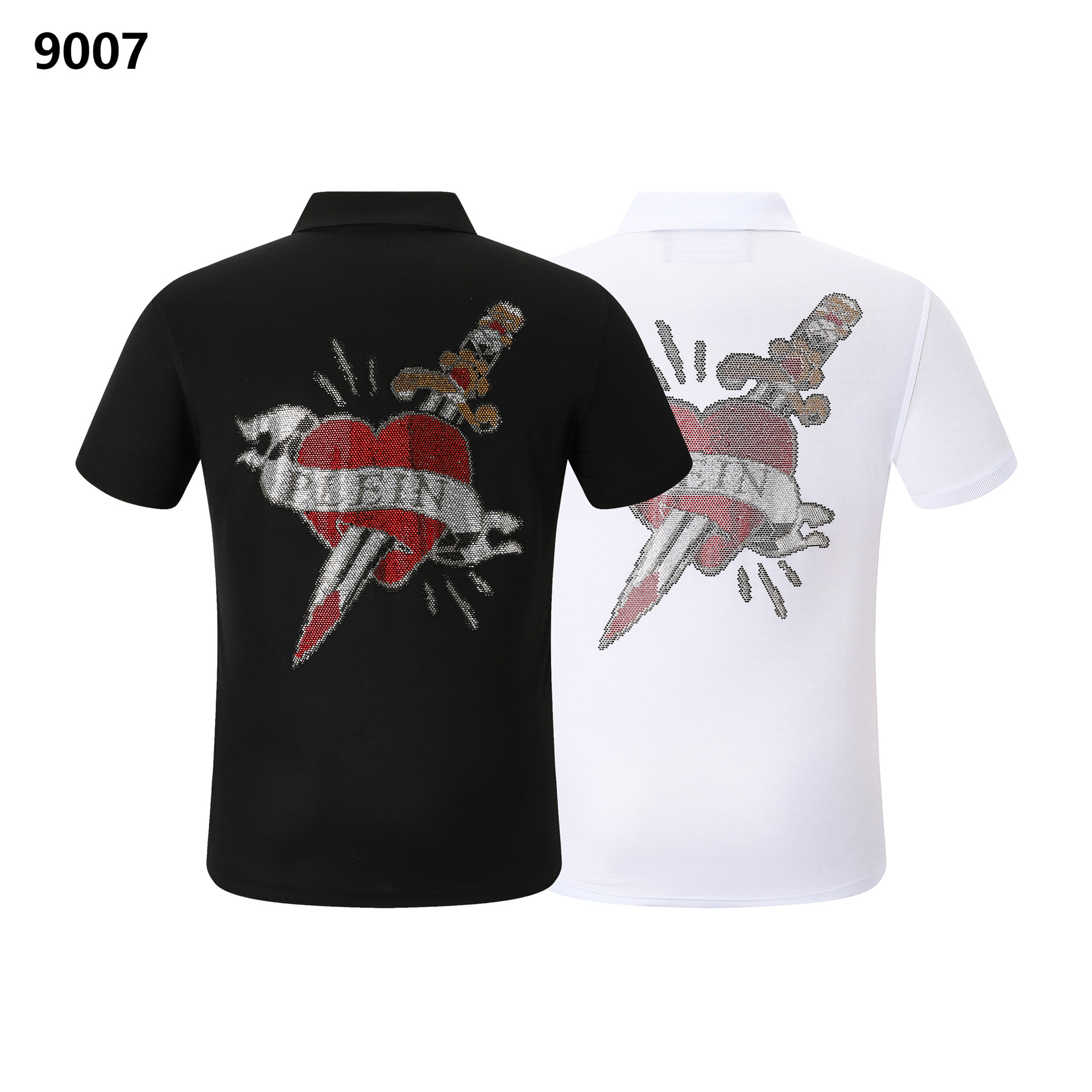 Trendy Brand Philip Plain Spring and Summer Short-sleeved Men's Lapel T Aggressive Personality PP Hot Drilling Casual Fashion Men's Short T