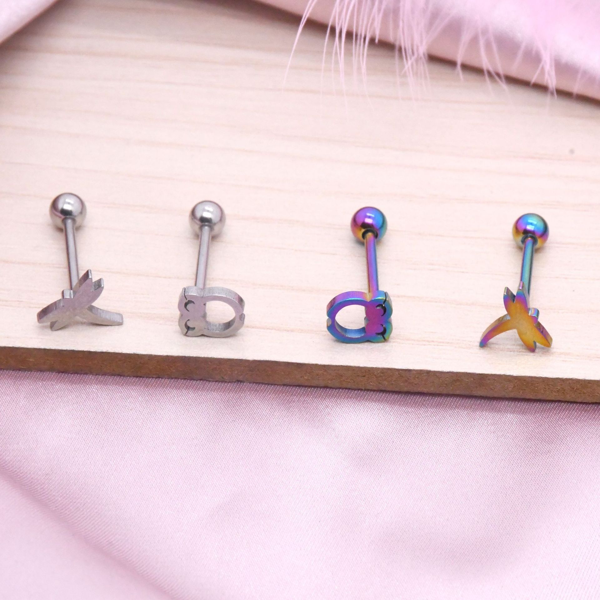 New stainless steel simple design hot girl personality tongue nail basic body puncture straight bar navel nail wholesale