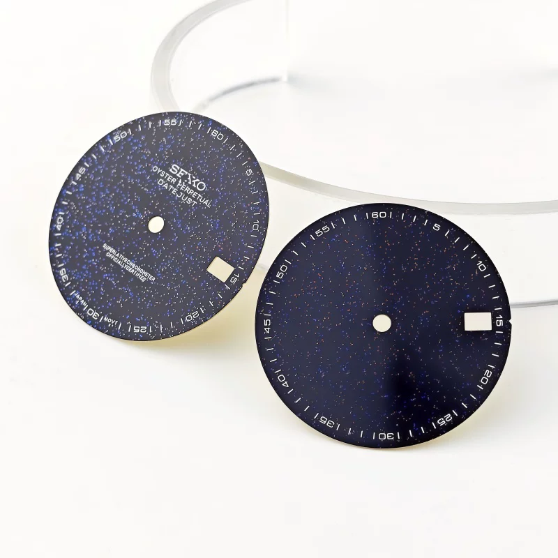 Nh35 Dial Enamel Surface with Blue Gold Sand Lettering Modified to Nh36/4R35 Mechanical Watch Watch Accessories Size 28.5