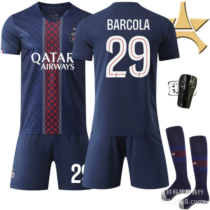 2526 Paris Home Champions League Jersey No. 7 Kvarla, No. 10 Dembele, No. 14 Duyue, No. 29 Balcola Football Uniform