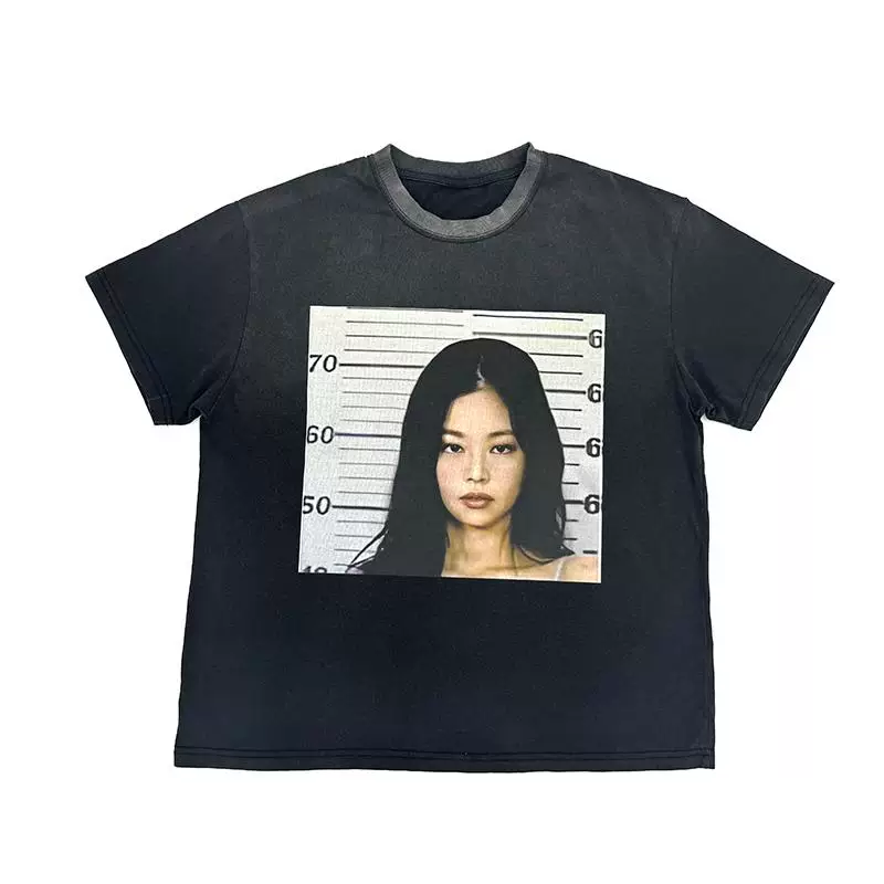 Kk11 Clothing Jennie Kim Tee Vintage Jennie Face Retro Short-Sleeve T-Shirt